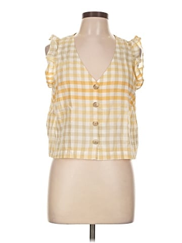 Madewell Ruffle Button-Front Tank in Ombr&eacute; Gingham (view 1)