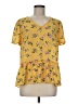 Pleione 100% Polyester Yellow Short Sleeve Blouse Size M - photo 1