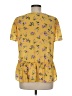 Pleione 100% Polyester Yellow Short Sleeve Blouse Size M - photo 2