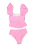 Unbranded Stripes Pink Two Piece Swimsuit Size M - photo 2