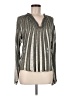 Tory Burch 100% Silk Silver Long Sleeve Silk Top Size 8 - photo 1