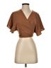 Shein 100% Polyester Brown Short Sleeve Blouse Size S - photo 1