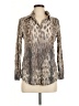 David Cline Animal Print Tan Long Sleeve Blouse Size M - photo 1