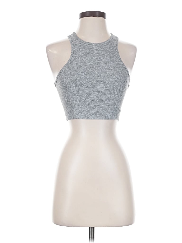 Pre-owned Outdoor Voices Tank Top Silver Halter Neckline Tops