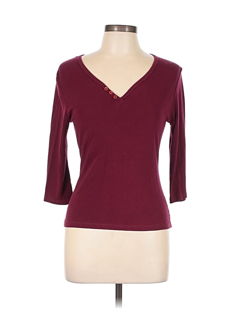 Pre-owned Active 3/4 Sleeve T-shirt In Burgundy