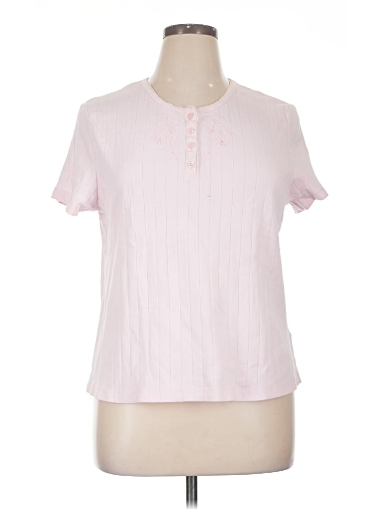 Pre-owned Basic Editions Short Sleeve Blouse In Pink