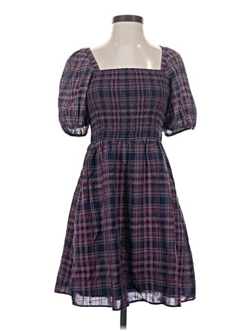 Madewell Lucie Puff-Sleeve Smocked Mini Dress in Rockfern Plaid (view 1)