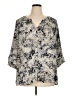 Rose + Olive 100% Polyester Floral Gray 3/4 Sleeve Blouse Size 1X - photo 1