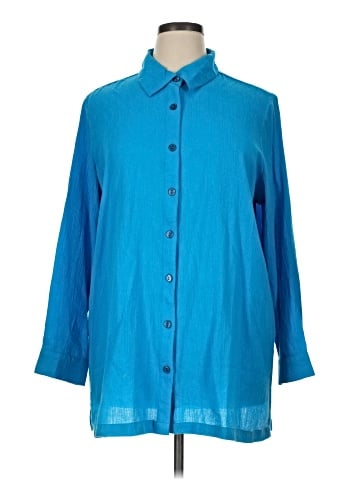 Ulla Popken 3/4 Sleeve Button-Down Shirt (view 1)