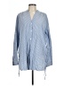 Cotton Bleu 100% Cotton Stripes Blue Long Sleeve Button-Down Shirt Size L - photo 1