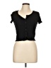 essentials by Poof Black Short Sleeve Top Size L - photo 1
