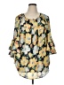 Chaps 100% Polyester Yellow 3/4 Sleeve Blouse Size 1X - photo 1
