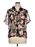 Croft & Barrow Floral Black Short Sleeve Blouse Size XL - photo 1