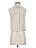 Sim & Sam 100% Cotton Tweed Ivory Sleeveless Button-Down Shirt Size S - photo 1