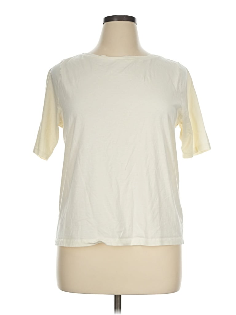 Pre-owned Lands' End Short Sleeve T-shirt In Ivory