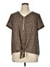 Apt. 9 100% Polyester Animal Print Brown Short Sleeve Blouse Size XL - photo 1