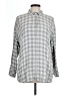 J.Jill 100% Rayon Checkered-gingham Gray Long Sleeve Button-Down Shirt Size L - photo 1
