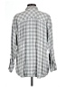 J.Jill 100% Rayon Checkered-gingham Gray Long Sleeve Button-Down Shirt Size L - photo 2
