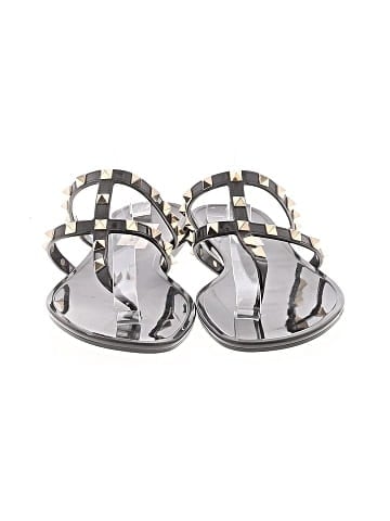 Valentino PVC Jelly Rockstud Caged Flat Thong Sandals (view 2)