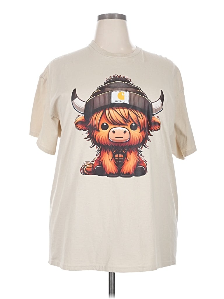 Pre-owned Gildan Short Sleeve T-shirt In Ivory