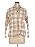 Old Navy 100% Cotton Checkered-gingham Tan 3/4 Sleeve Button-Down Shirt Size M - photo 1