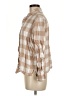 Old Navy 100% Cotton Checkered-gingham Tan 3/4 Sleeve Button-Down Shirt Size M - photo 5