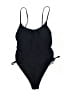 Unbranded Solid Black One Piece Swimsuit Size L - photo 1