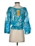 Cache Teal 3/4 Sleeve Blouse Size S - photo 2