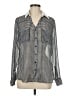 Express 100% Polyester Houndstooth Silver Long Sleeve Blouse Size M - photo 1