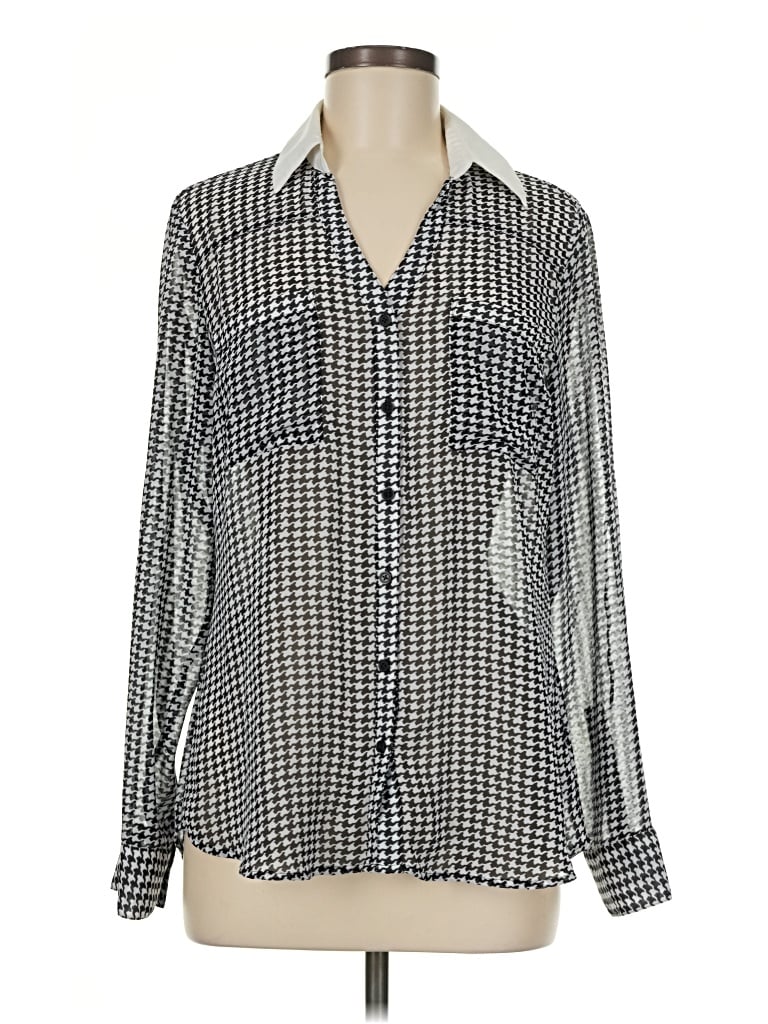 Click to view more detailed imagery on our partner's website Pre-owned Express Long Sleeve Blouse In Silver