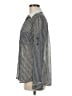 Express 100% Polyester Houndstooth Silver Long Sleeve Blouse Size M - photo 5