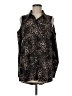 Lyssé Animal Print Black Sleeveless Button-Down Shirt Size M - photo 1