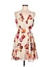 Haute Hippie 100% Polyester Floral Tan Ivory Red Cocktail Dress Size M - photo 1