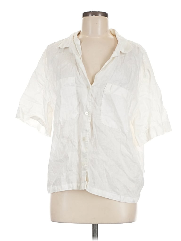 Pre-owned H&m Short Sleeve Blouse In Ivory