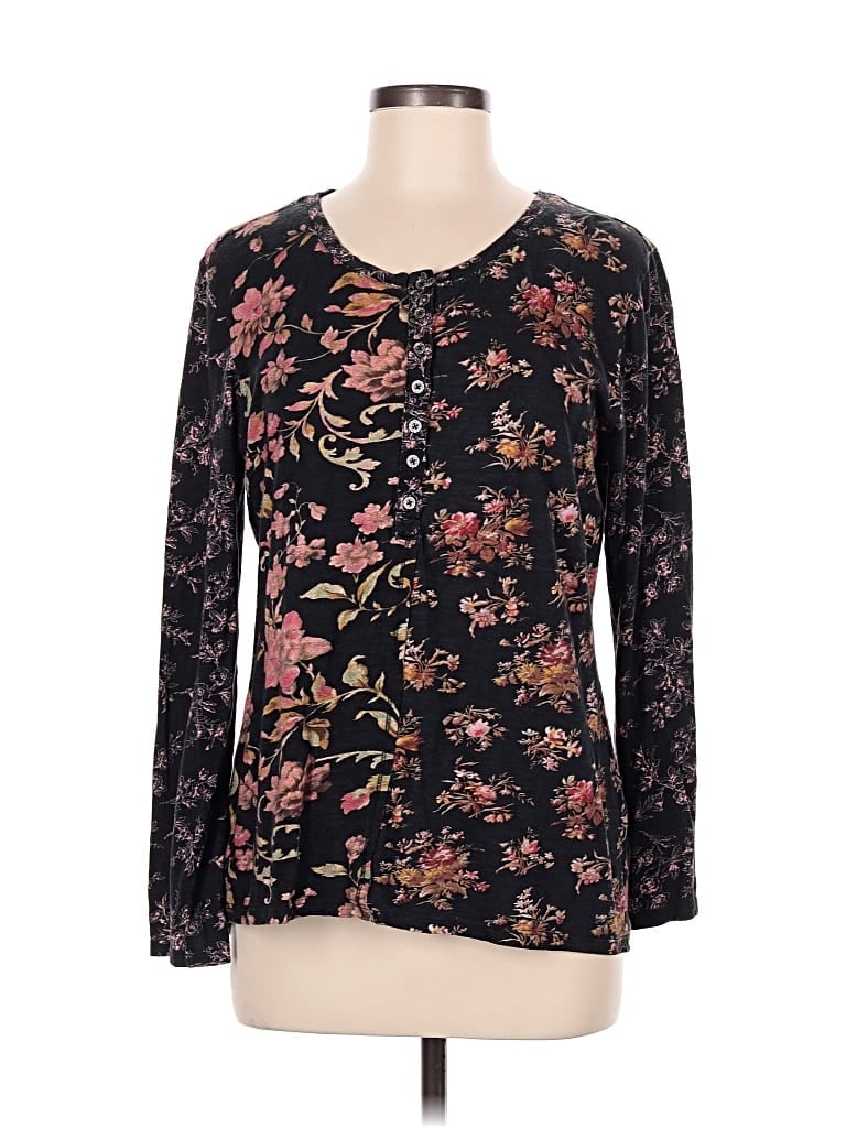 Pre-owned Sundance Long Sleeve Henley Shirt In Black
