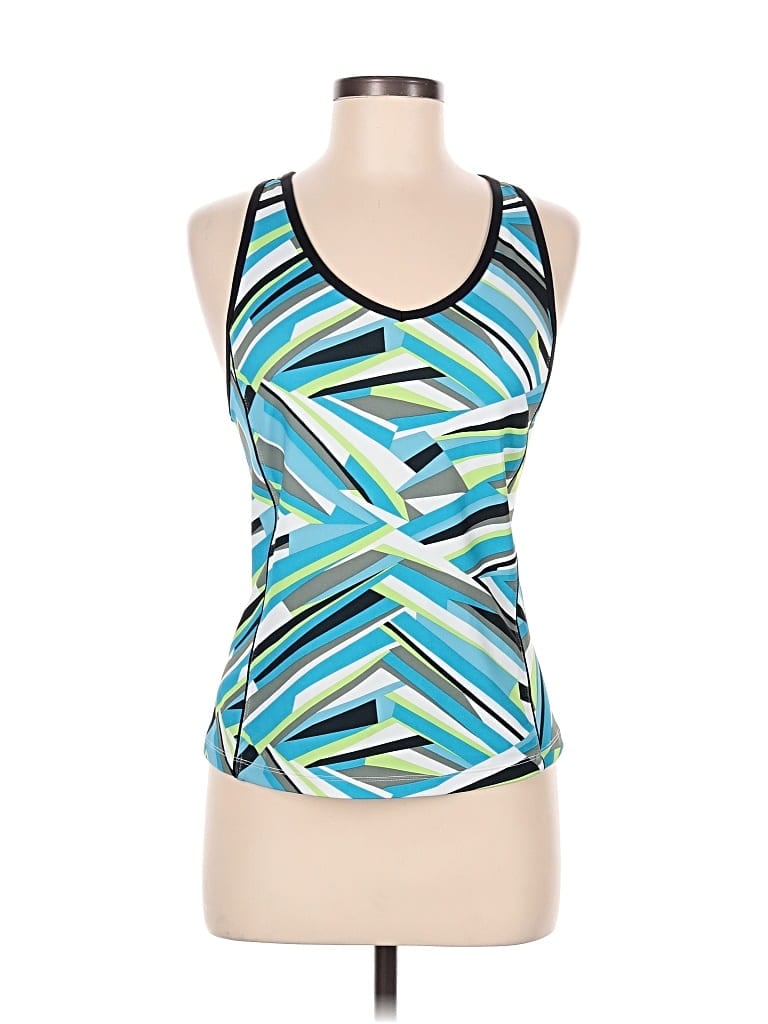 Pre-owned Xersion Tank Top Teal Halter Neckline Tops