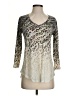David Cline Animal Print Ivory 3/4 Sleeve Top Size S - photo 1