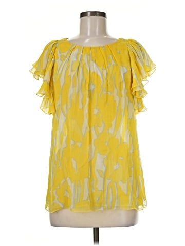 BCBGMAXAZRIA Short Sleeve Silk Top (view 1)