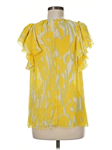 BCBGMAXAZRIA Short Sleeve Silk Top (view 2)