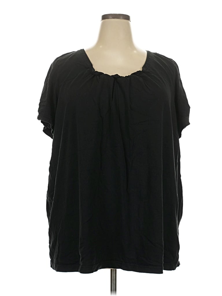 Pre-owned Woman Within Short Sleeve Blouse In Black