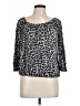 MICHAEL Michael Kors 100% Viscose Animal Print Gray Silver 3/4 Sleeve Blouse Size L (petite) - photo 1