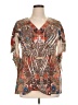 Cato 100% Polyester Brown Short Sleeve Blouse Size XL - photo 1
