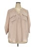 Torrid 100% Polyester Tan 3/4 Sleeve Blouse Size 2X Plus (2) - photo 1