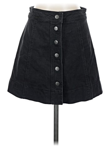 Madewell Metropolis Snap Jean Skirt in Rawley Black (view 1)