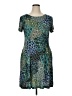 Connected Apparel Print Green Casual Dress Size 14 - photo 1