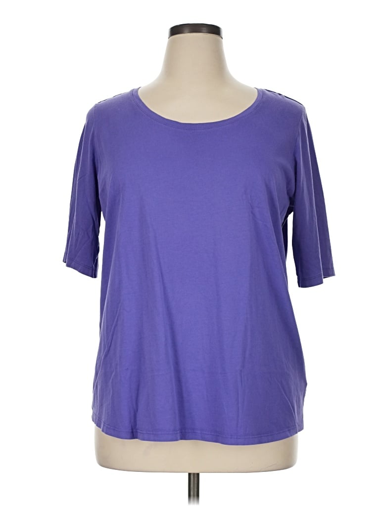 Pre-owned Lands' End 3/4 Sleeve T-shirt In Purple