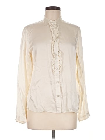 Ines de la Fressange for Uniqlo Long Sleeve Silk Top (view 1)