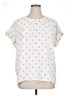Ann Taylor 100% Polyester Polka Dots Ivory Short Sleeve Blouse Size XL - photo 1