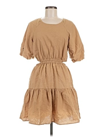 Madewell Seersucker Puff-Sleeve Cutout Mini Dress (view 1)