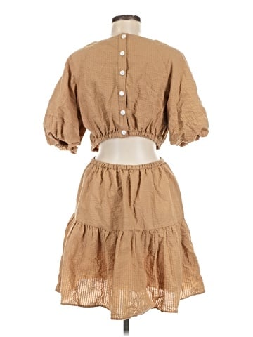Madewell Seersucker Puff-Sleeve Cutout Mini Dress (view 2)